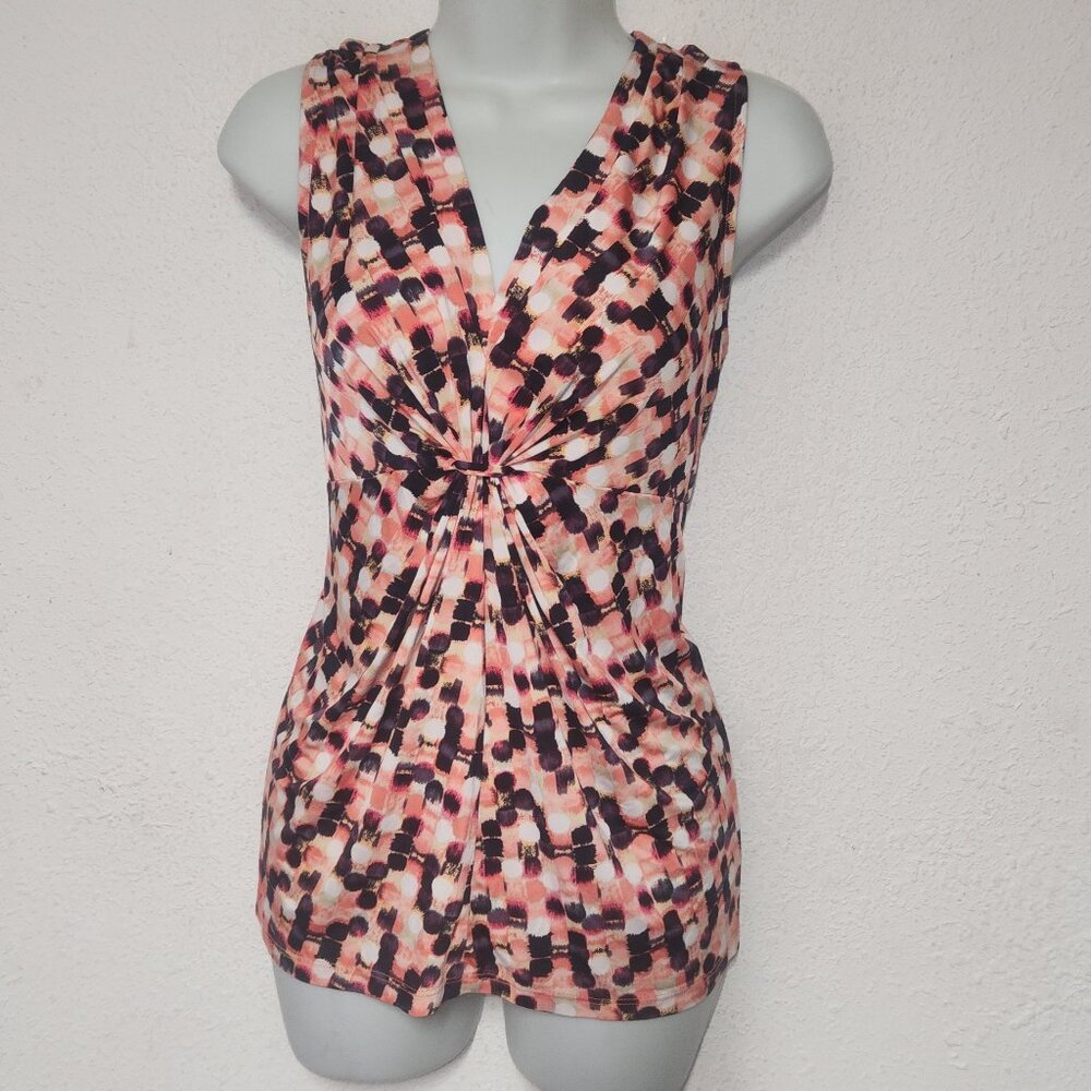 Kasper ** stylish stretch blouse, pink-white-black in size Large